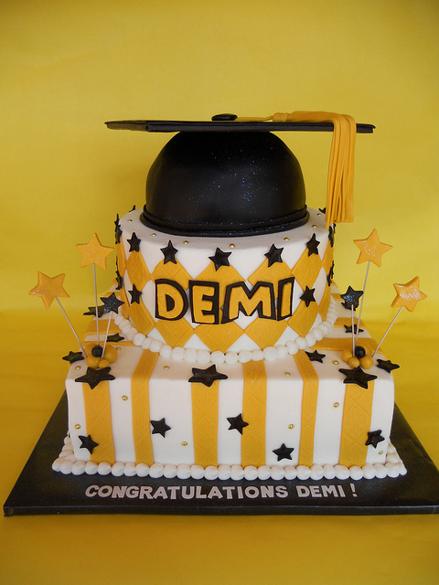 Black and Gold Graduation Cake