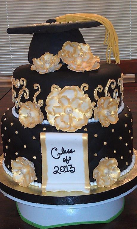 Black and Gold Graduation Cake