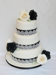 Black and Ivory Wedding Cake