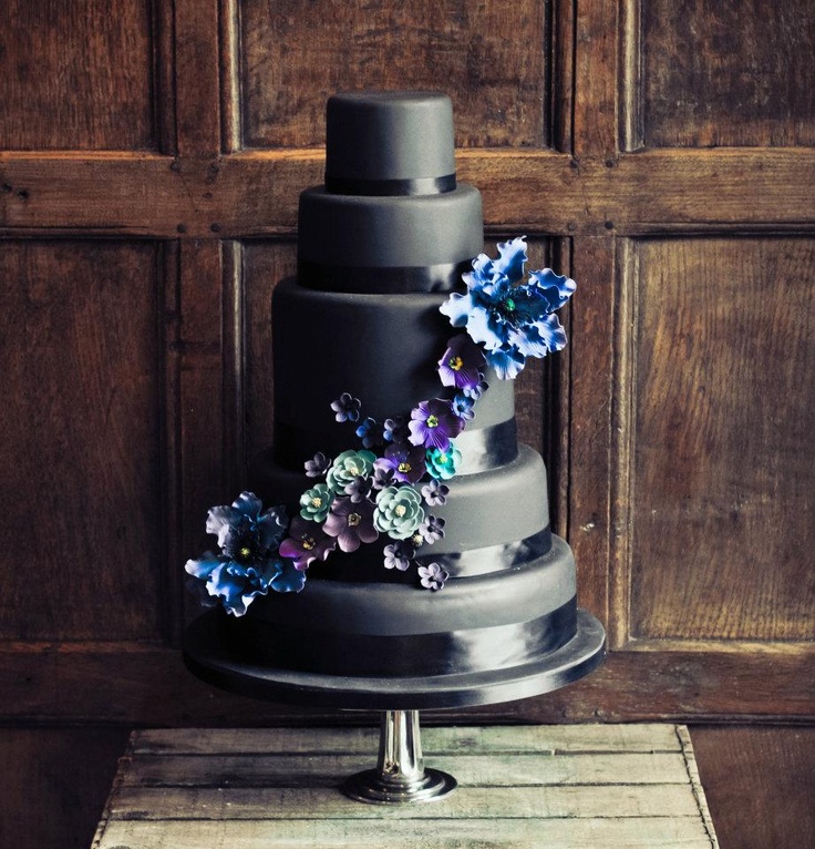 Black Blue and Purple Wedding Cakes