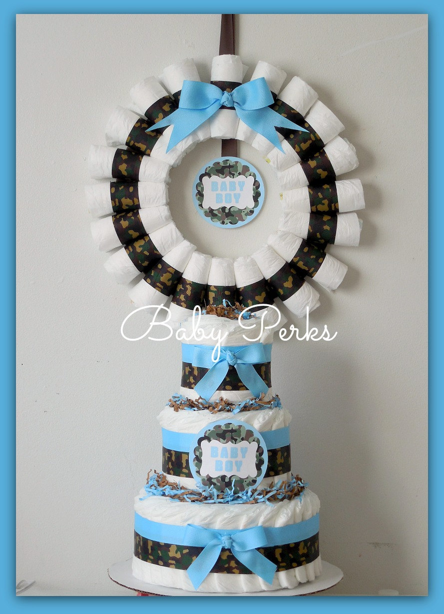 Camo Baby Shower Diaper Cake