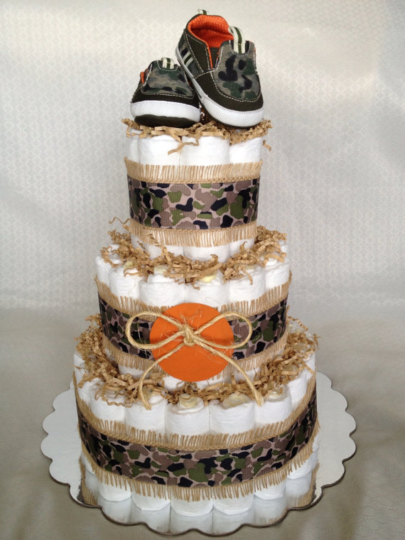 Camo for Baby Shower Diaper Cake