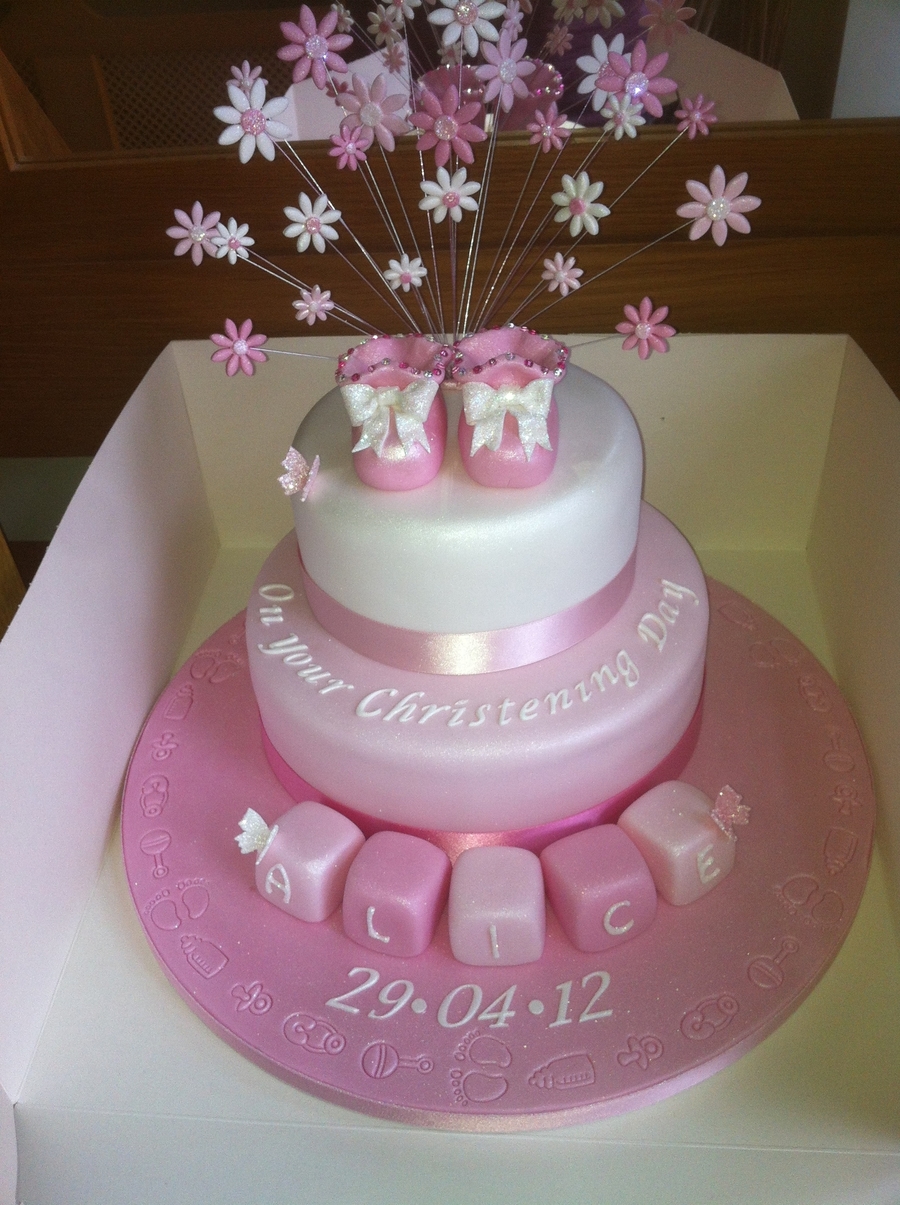 Christening Pink Baptism Cake