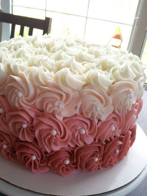 First Birthday Ombre Rose Cake