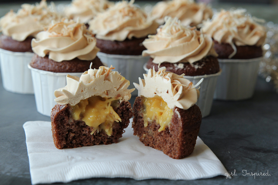 German Chocolate Filled Cupcakes