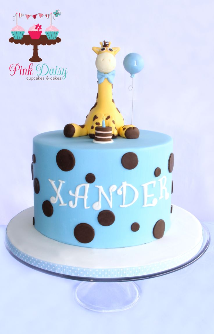 Giraffe Theme First Birthday Cake