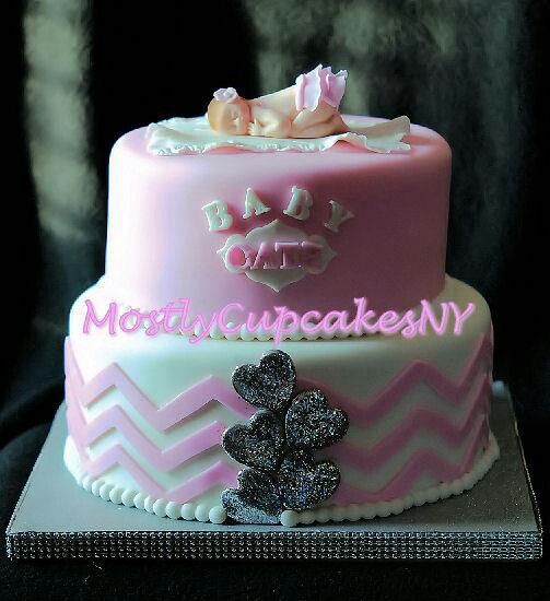 Girl Baby Shower Cake Pink Silver