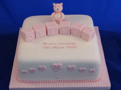 5 Photos of Christening Square Cakes For Girls