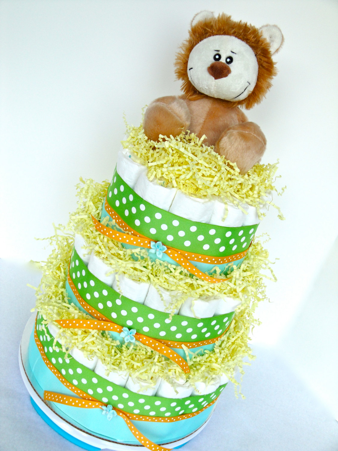 Green and Brown Diaper Cake Boy