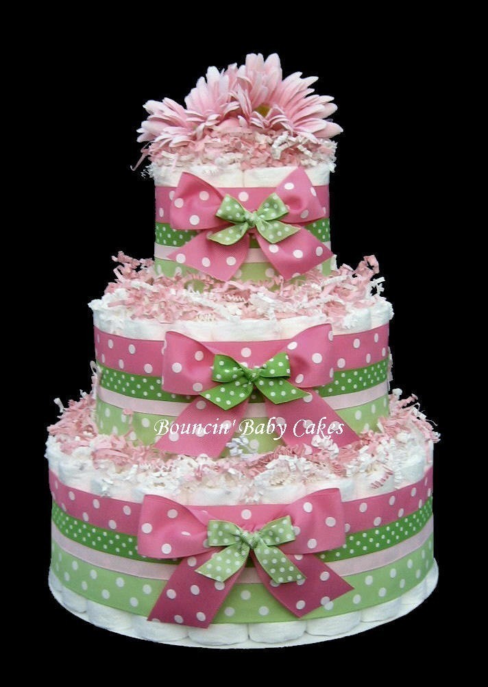 Green Baby Shower Diaper Cake