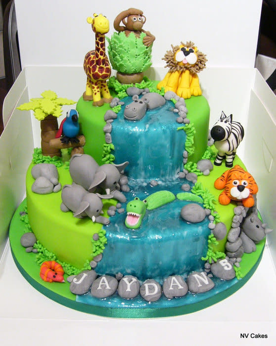 Jungle Animal Waterfall Cake