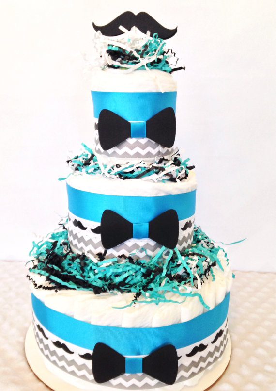 Little Man Mustache Baby Shower Cake