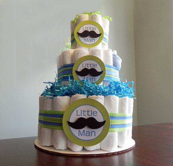 Little Man Mustache Baby Shower Diaper Cake