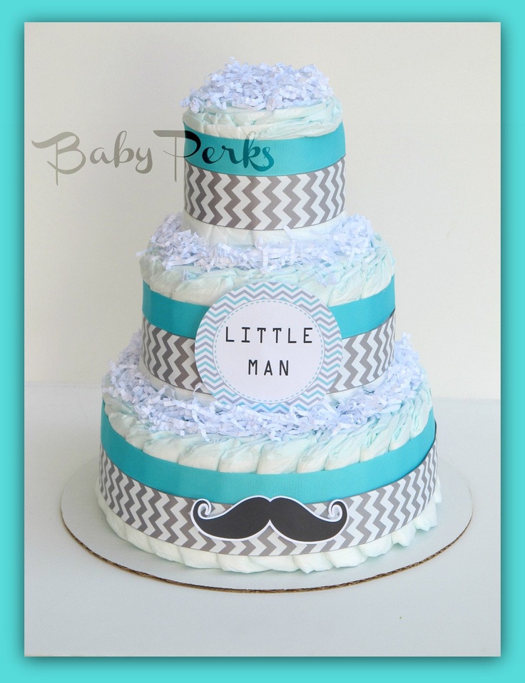 Little Man Mustache Baby Shower Diaper Cake