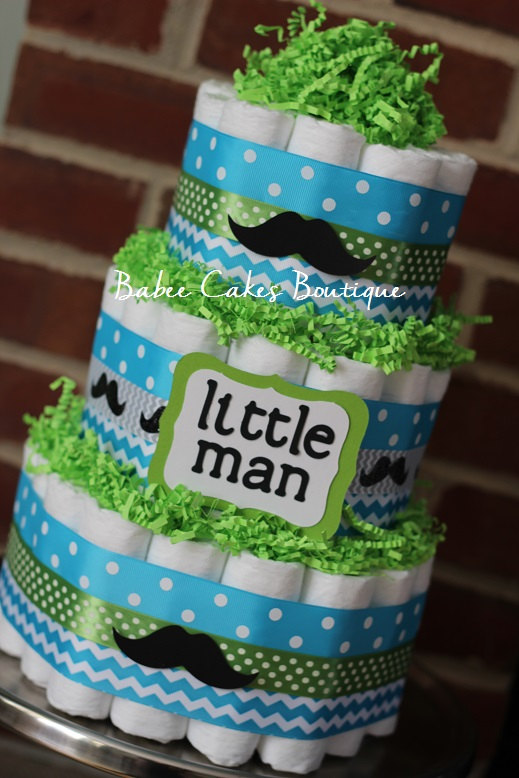 Little Man Mustache Baby Shower Diaper Cake