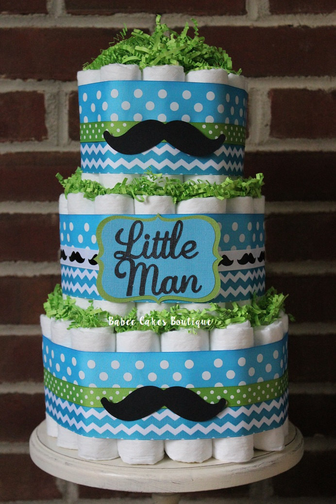 Little Man Mustache Baby Shower Diaper Cake