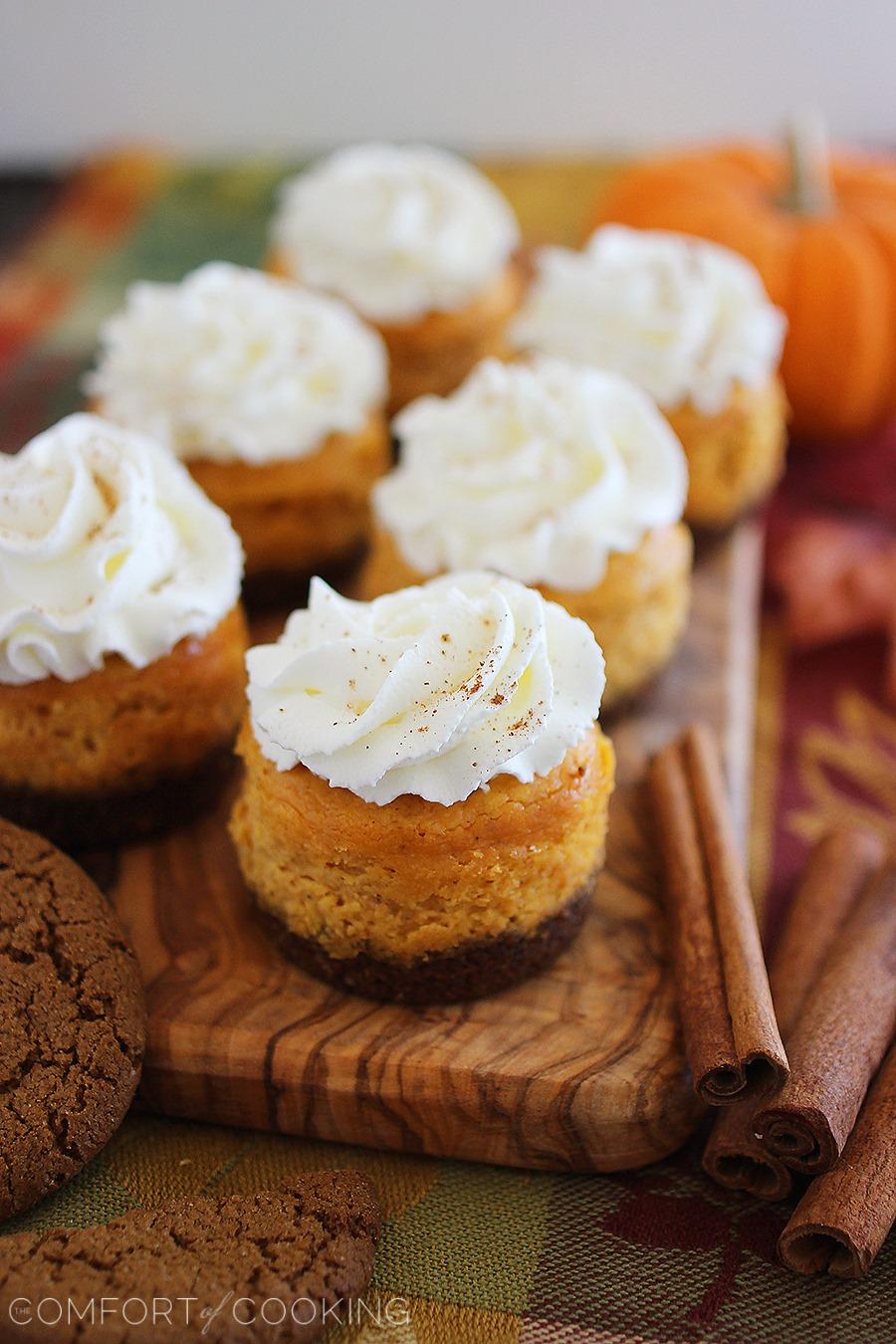 Mini Pumpkin Cheesecakes with Gingersnap Crusts