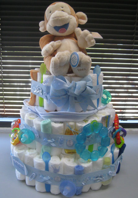 Monkey Boy Baby Shower Diaper Cake