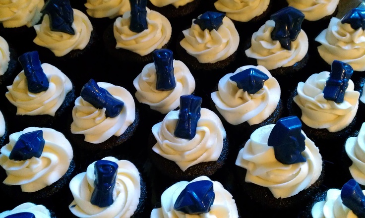 Navy Blue and White Graduation Cakes