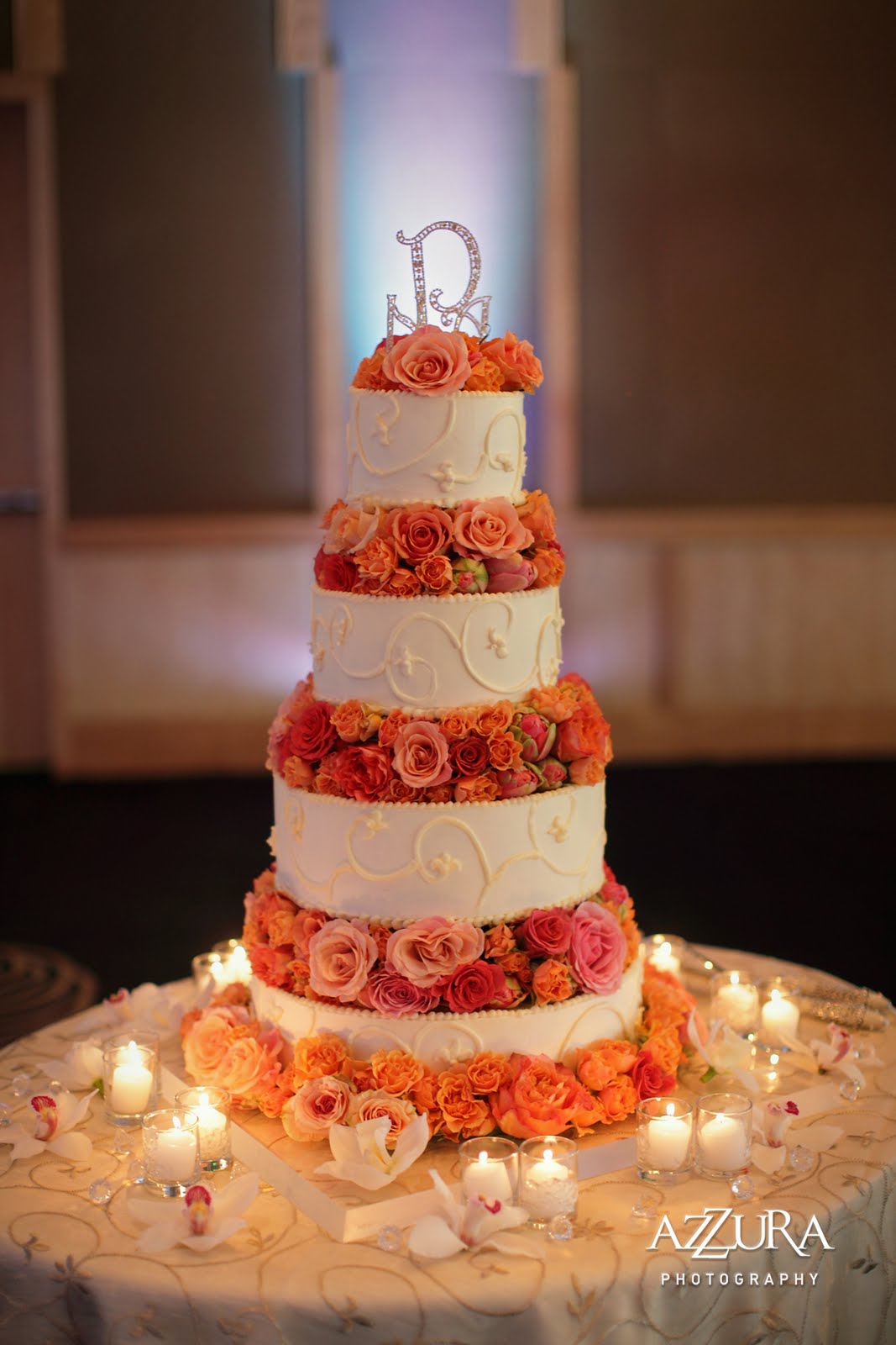 Peach and Coral Wedding Cake