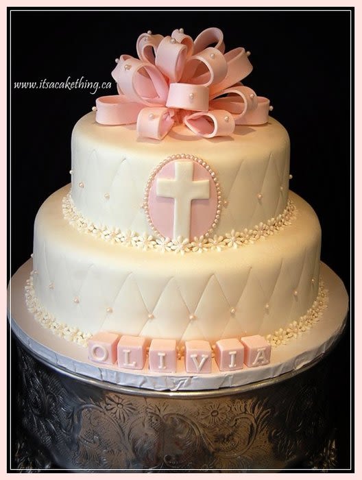 Pink Baptism Cake