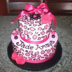 Pink Cheetah Baby Shower Cake