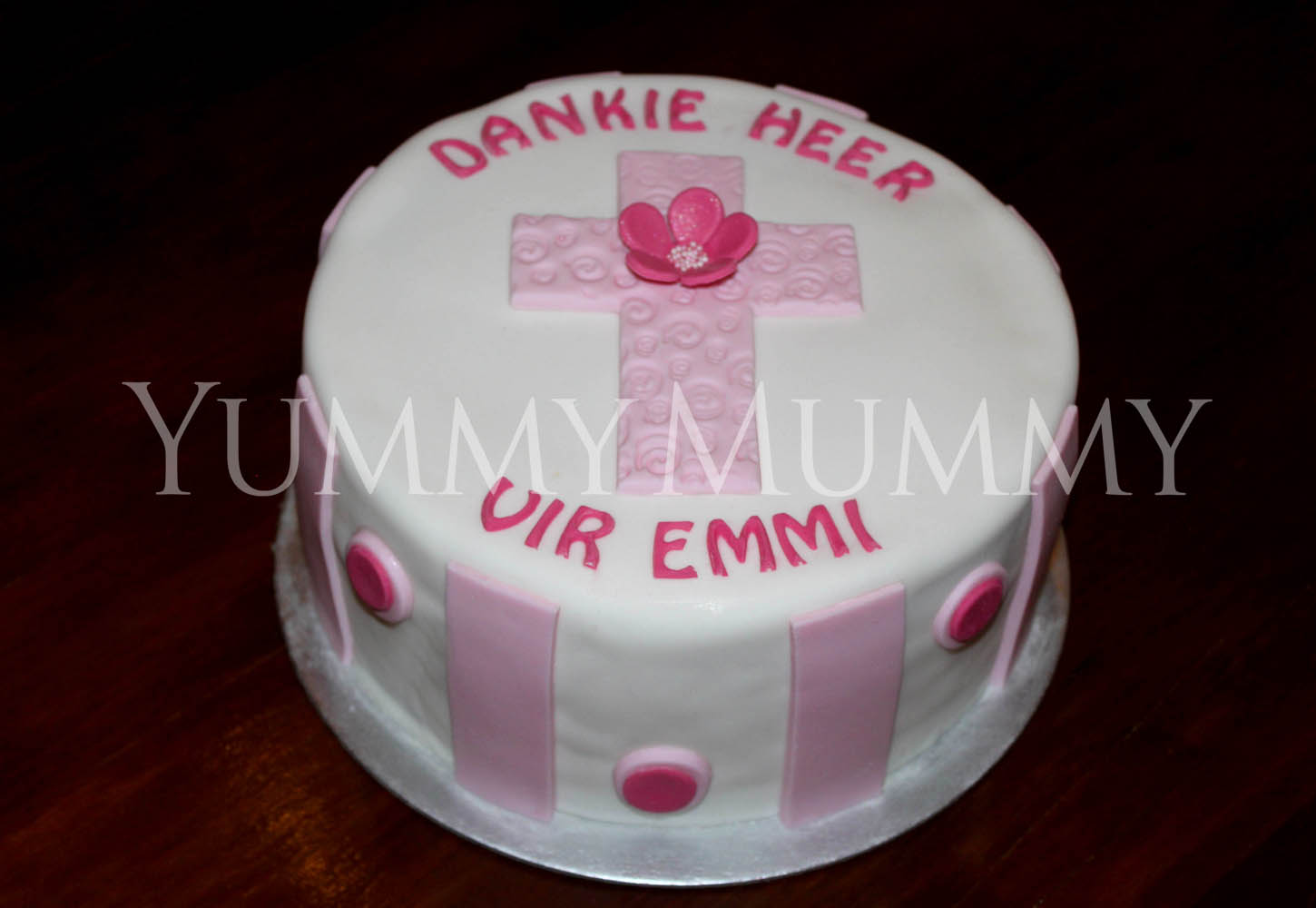 Pink Cross Christening Cake