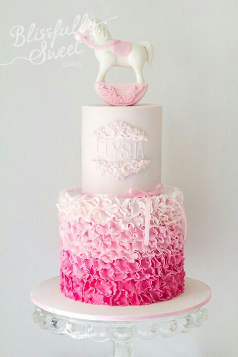 Pink Ombre Ruffle Cake