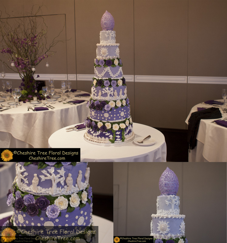 Purple and White Wedding Cake