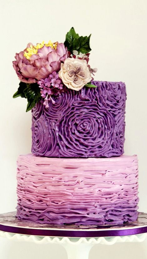 Purple Ombre Buttercream Wedding Cake