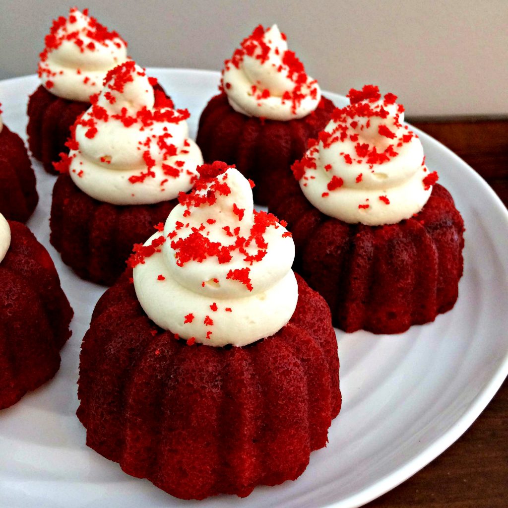 Red Velvet Mini Bundt Cakes with Cream Cheese