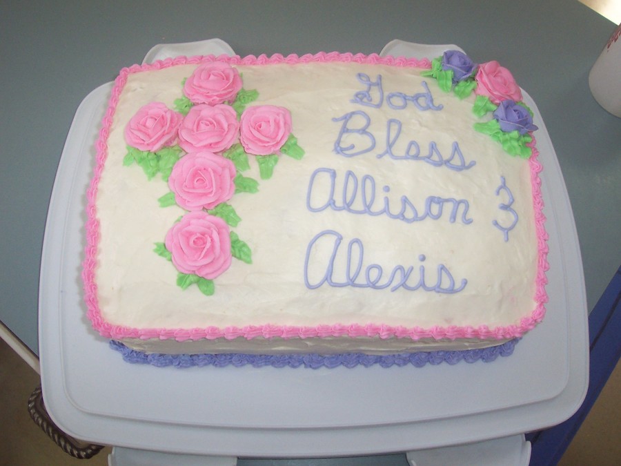 Rose Cake Baptism Cross