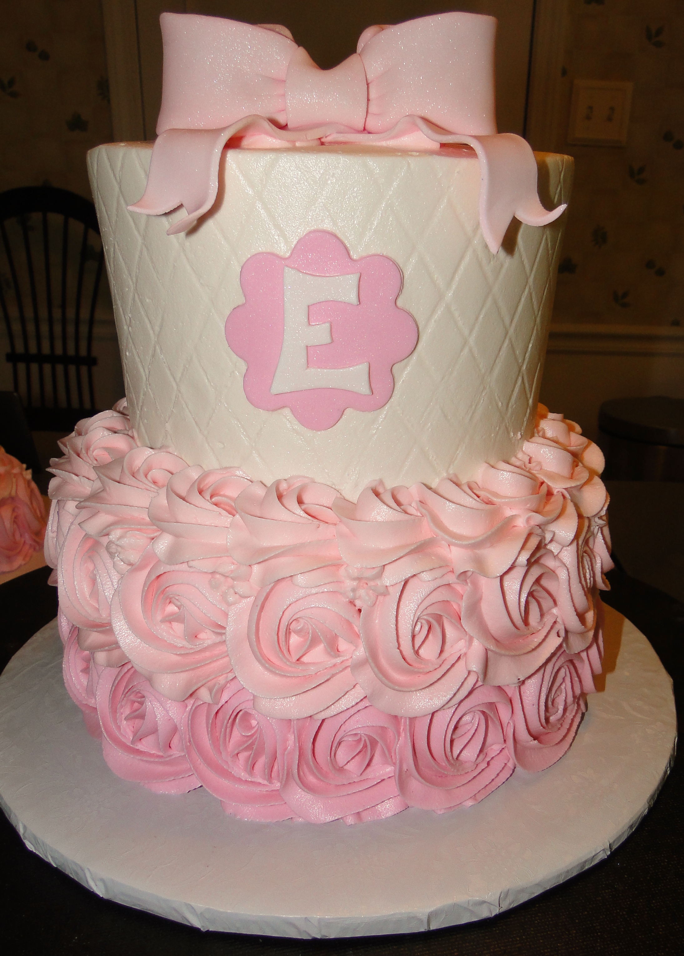 Rosette First Birthday Cake