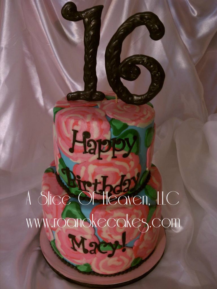 Royal Blue and Pink Sweet 16 Cake