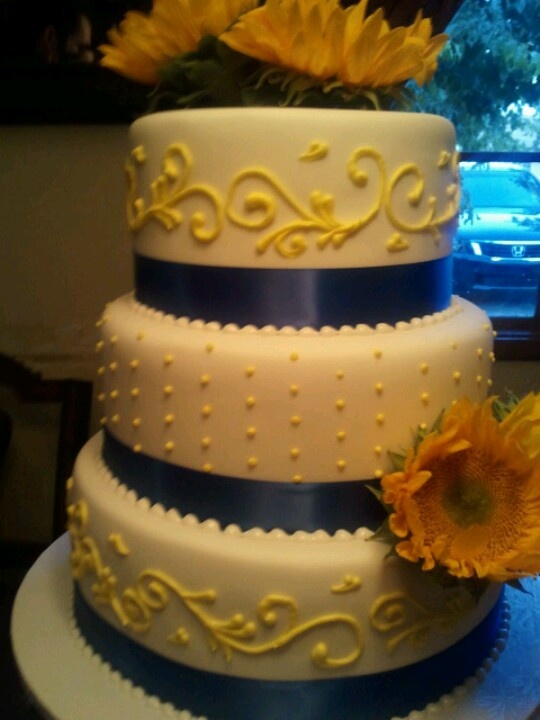 Royal Blue and Yellow Wedding Cake