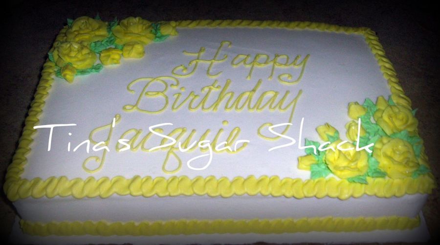 Sheet Cake with Yellow Roses