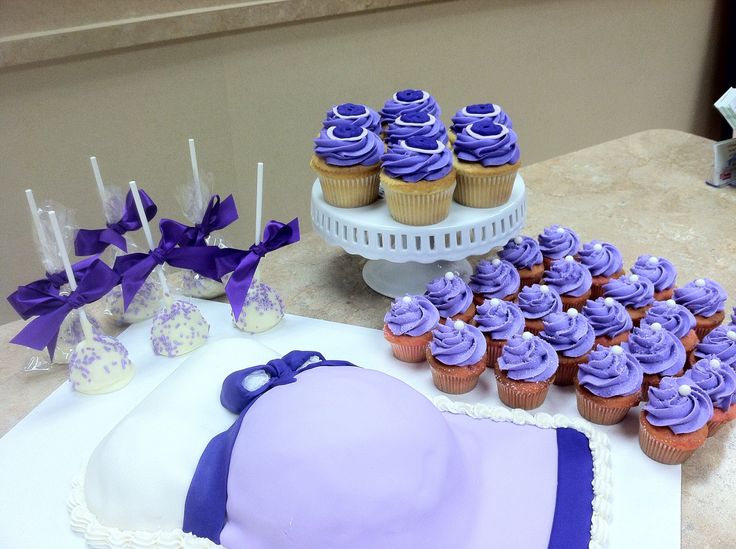 White and Lavender Baby Shower Cake