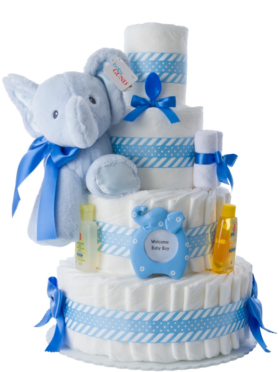 Baby Boy Elephant Diaper Cake