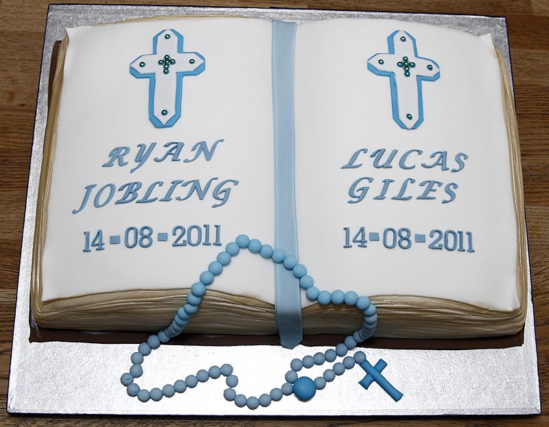 Baptism Cakes Pictures with Bible and Rosary