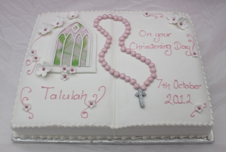 Baptism Cakes Pictures with Bible and Rosary