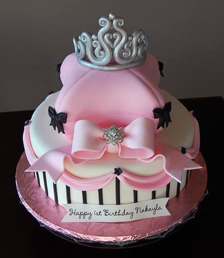 Black Silver and Pink Birthday Cake