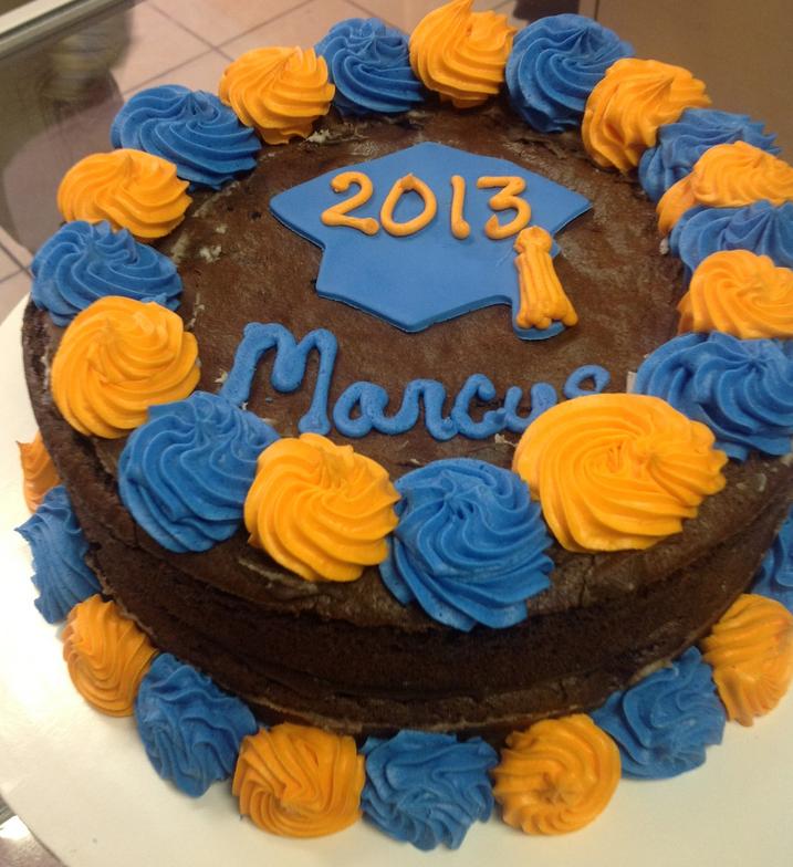 Blue and Yellow Graduation Cake