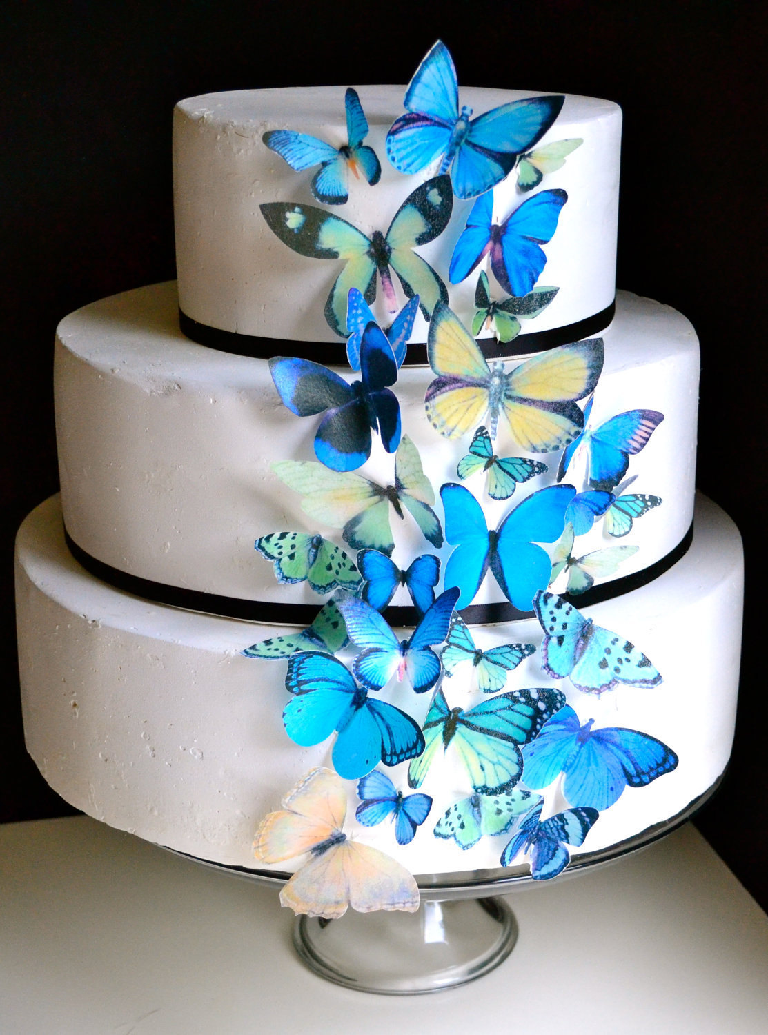 Blue Butterfly Wedding Cake Topper