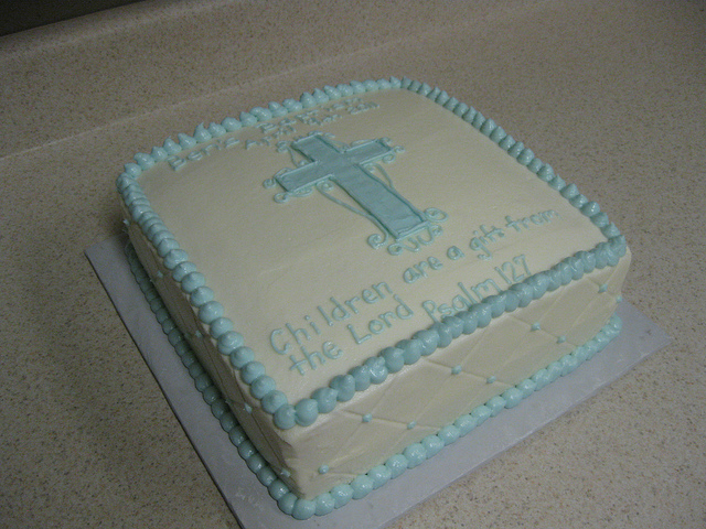 Buttercream Baby Boy Baptism Cake