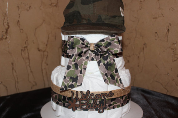 Camo Baby Shower Diaper Cake