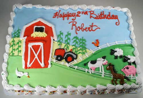 Farm Animal Birthday Sheet Cakes