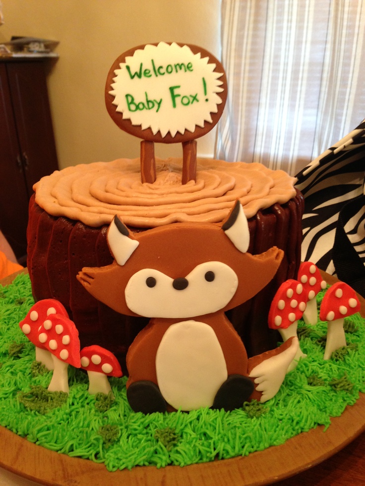 Fox Baby Shower Cake