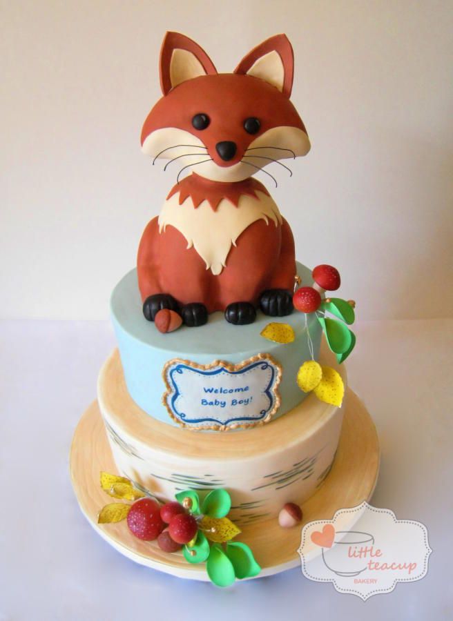 Fox Baby Shower Cake