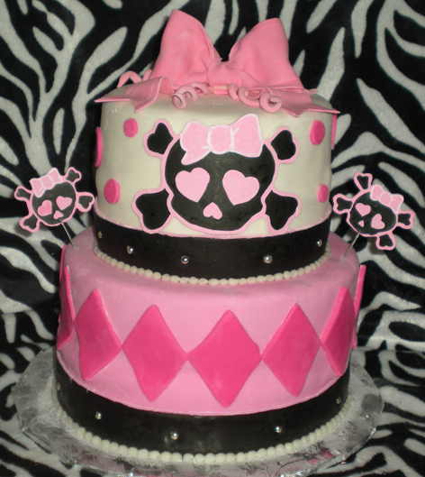 Girly Skull Baby Shower Cake