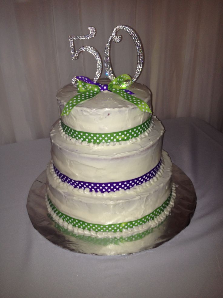 Green and Purple 50th Birthday Cake